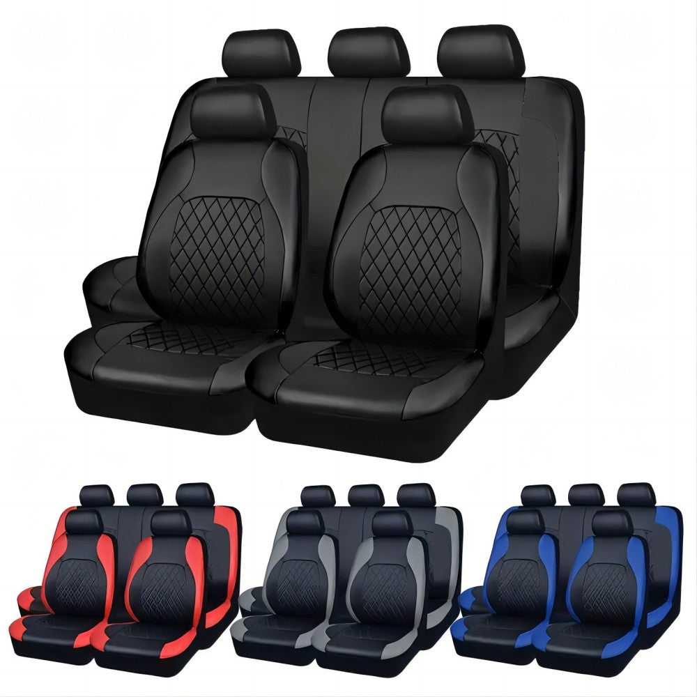 5 Seat Car Seat Cover Single Stitch Diamond Pattern Quilted And Embroidered - Image 3