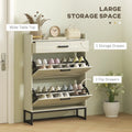 Slim Shoe Storage with 2 Flip Drawers and Adjustable Shelves Shoe Cabinet