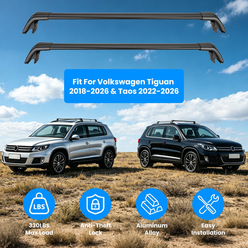 Roof Rack Cross Bars Fit For Tiguan 2018 Taos 2022 With Raised Side Rails