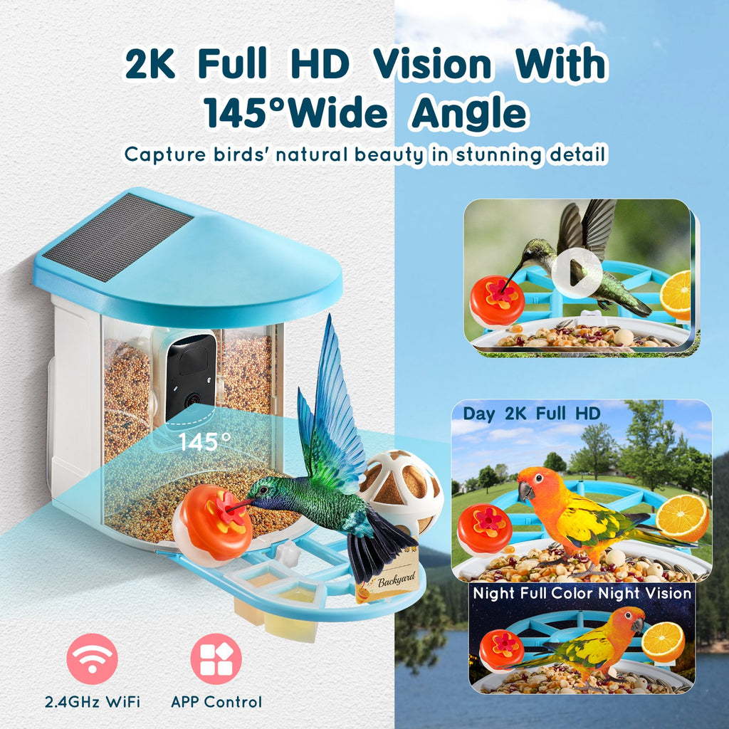 smart bird feeder with camera detail and structure
