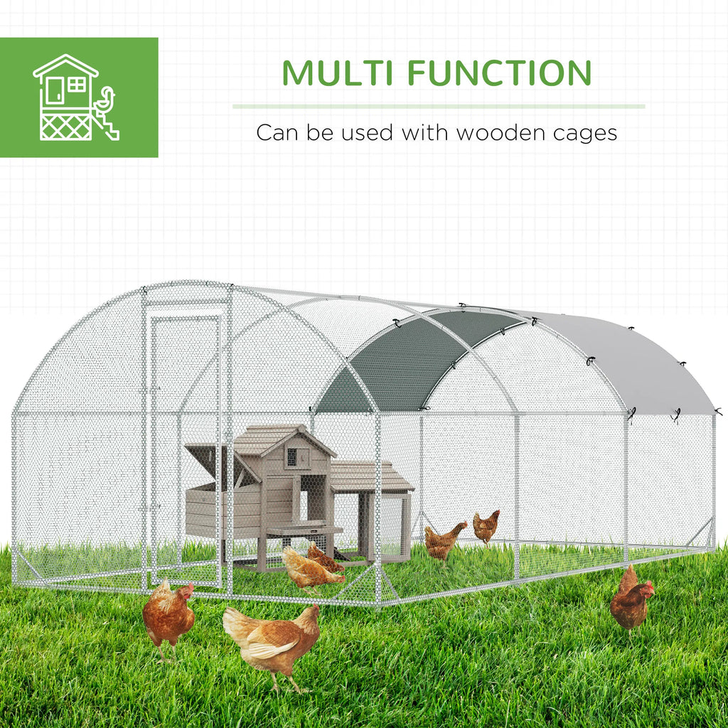 Galvanized Large Metal Chicken Coop Cage Walk in Enclosure Poultry Hen Run - Image 2