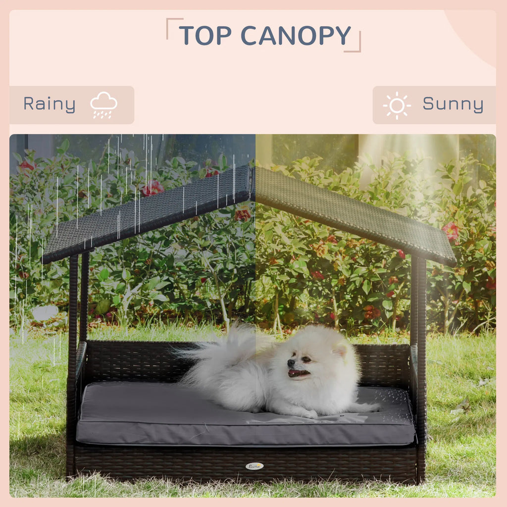Wicker Pet House Dog Bed for Indoor/Outdoor Rattan Furniture with Cushion - Image 5