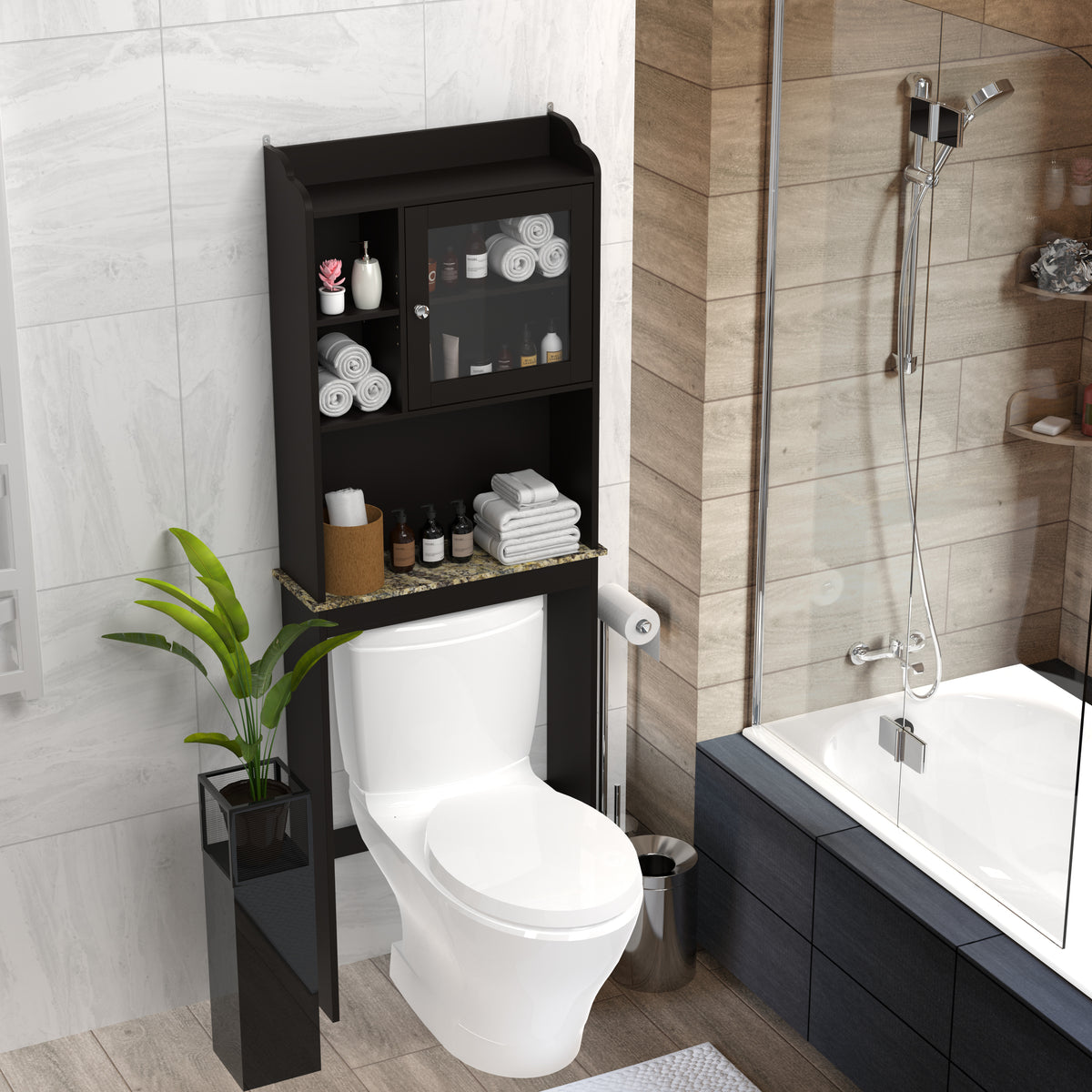 Espresso Over-the-Toilet Bathroom Storage Cabinet