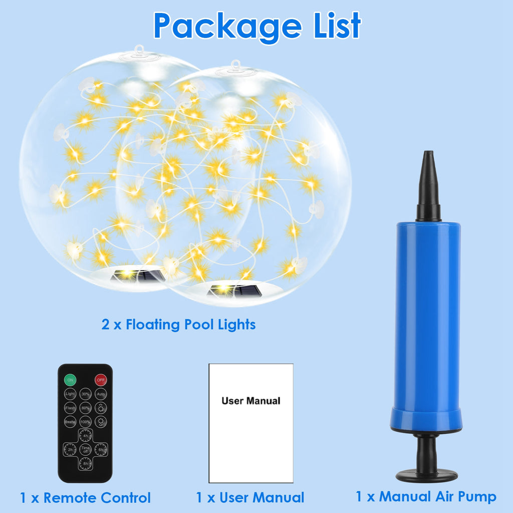 2Pcs Floating Pool Lights 14in Solar Powered Pool Balls IP68 Waterproof - Image 5