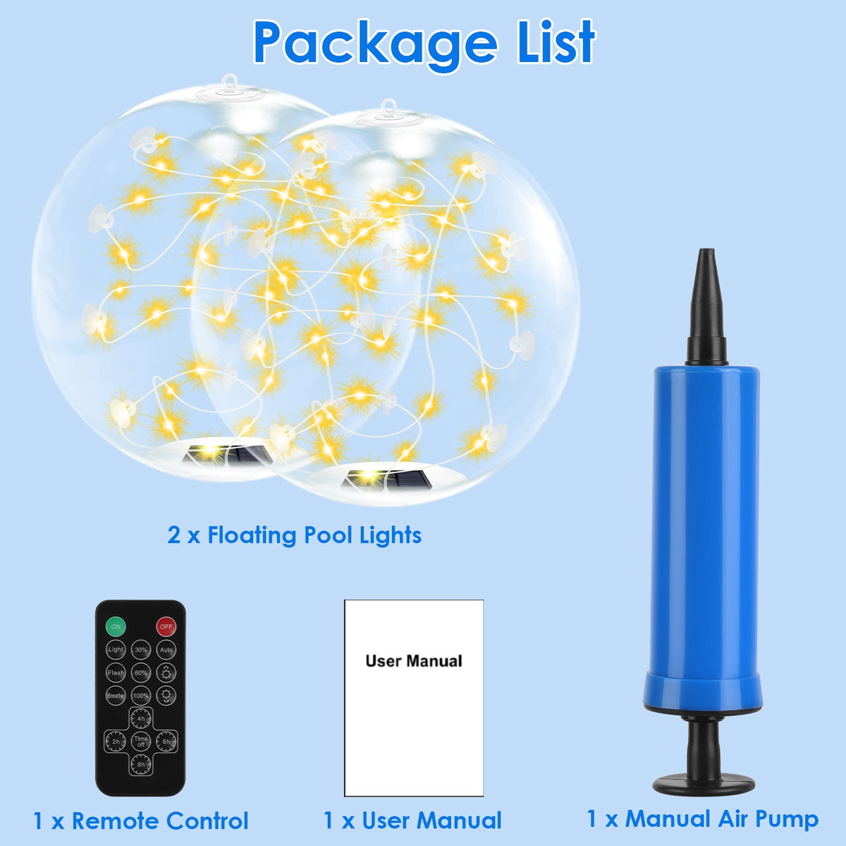 2Pcs Floating Pool Lights 14in Solar Powered Pool Balls IP68 Waterproof - Image 5