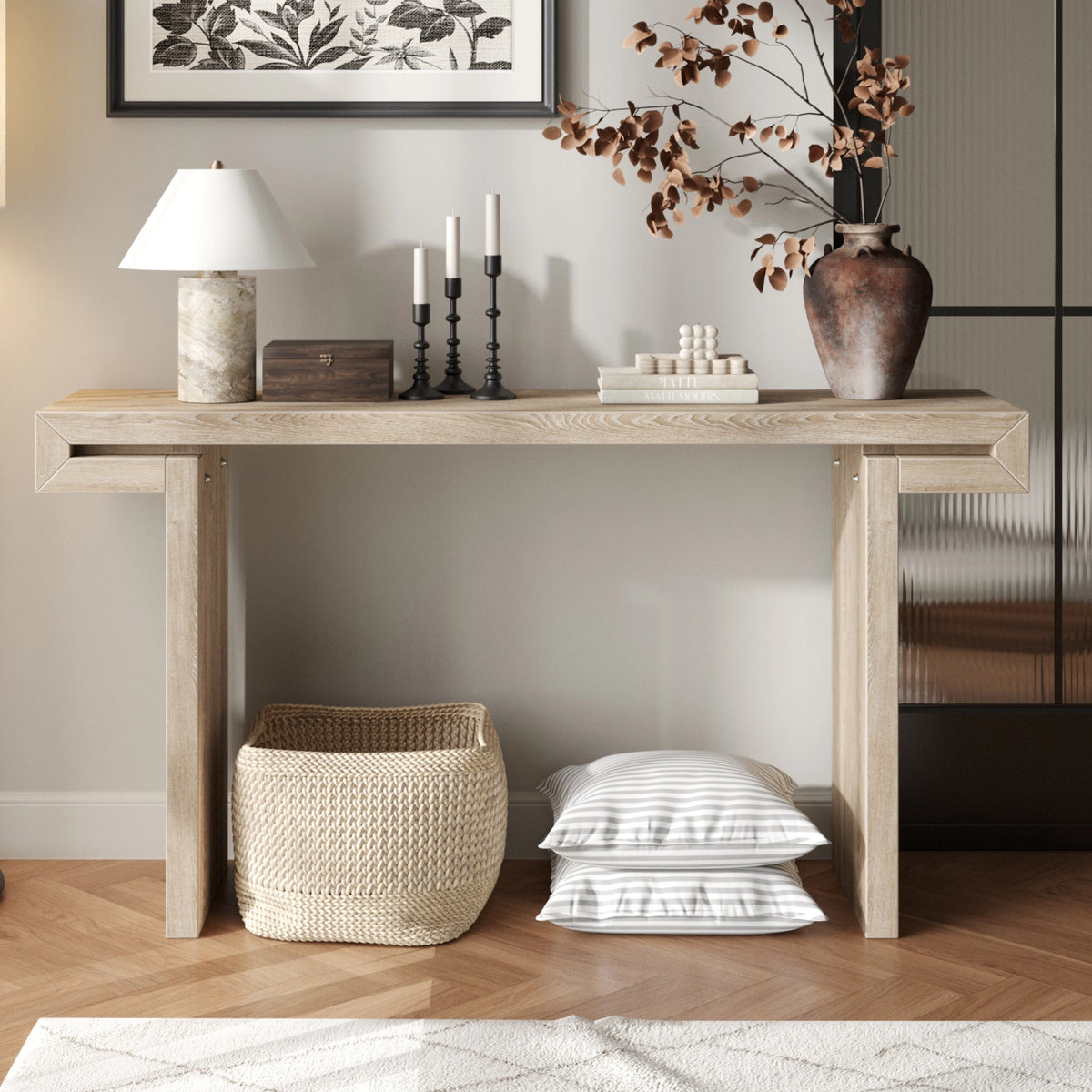 60-Inch Rustic Farmhouse Console Table