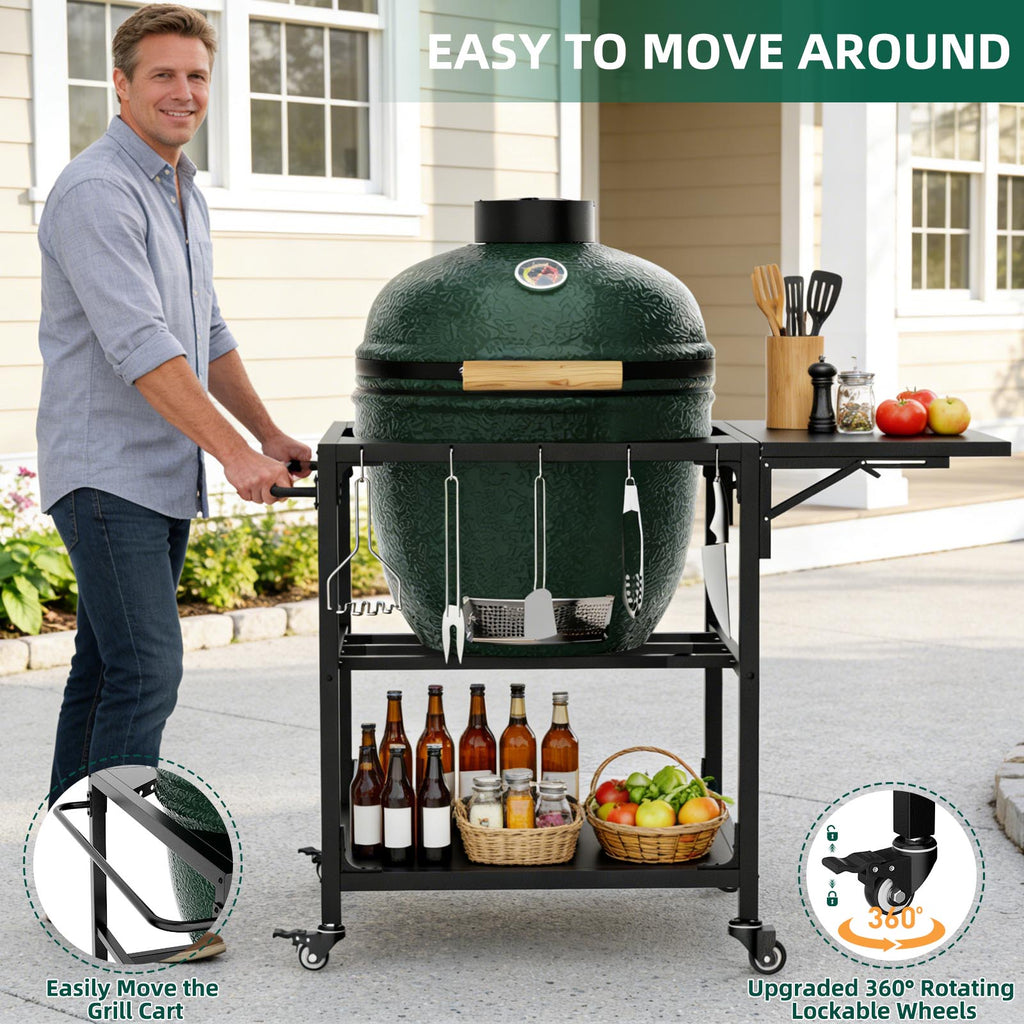 metal outdoor grill prep table and BBQ cart product view 3