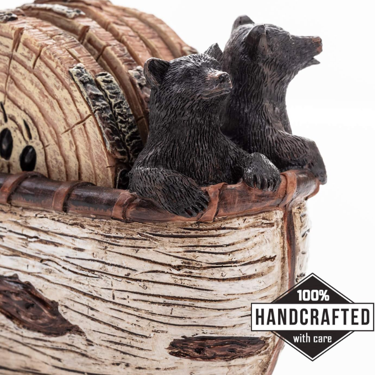 6 Piece Bear Coaster Set Handcrafted Black Bear Drink Coasters Rustic Cabin - Image 3