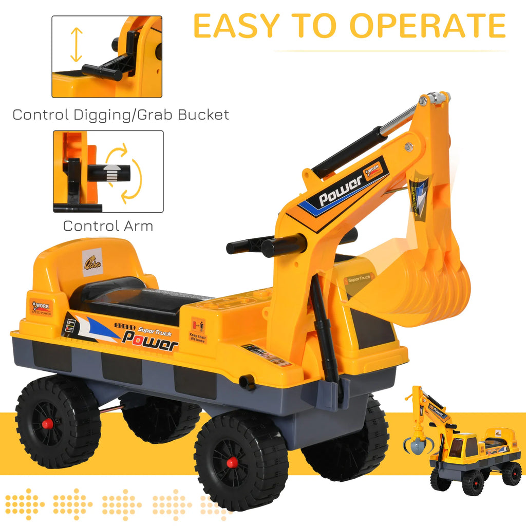 No Power Ride On Excavator Construction Digger Multi Functional Truck Toy with - Image 3