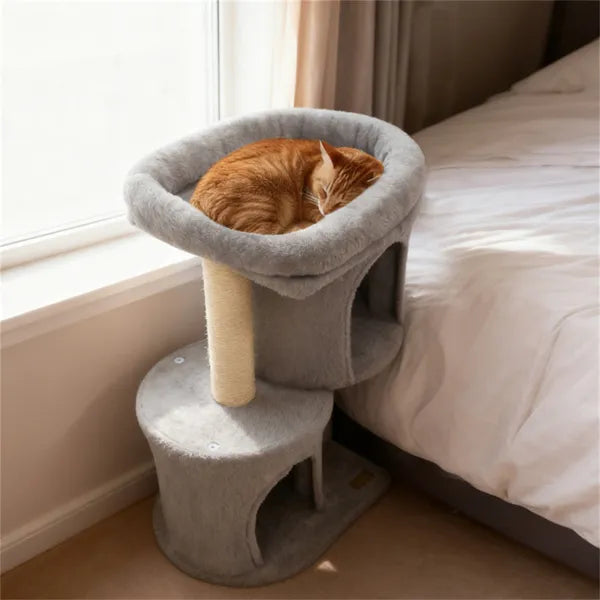 26" Compact Cat Tree With 2 Condos & Sisal Scratching Posts Anti Tip Cat Tower - Image 4