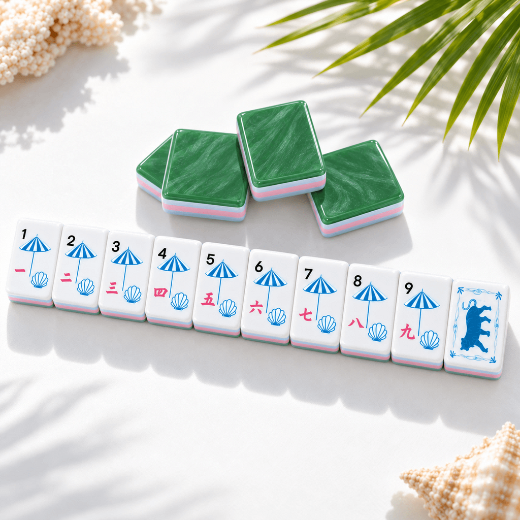 Jade Beauty Acrylic Mahjong Set Coastal Inspired American Tiles 160 Tile Game - Image 4
