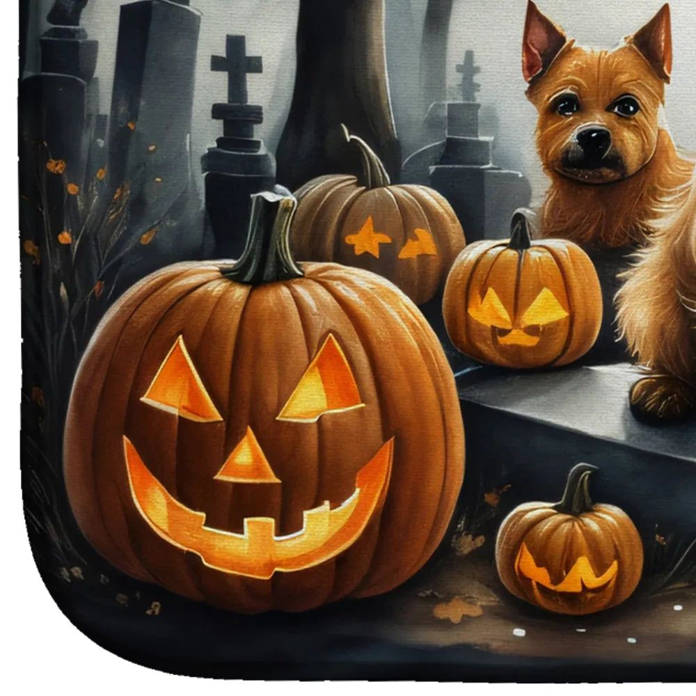 Norwich Terrier Spooky Halloween Dish Drying Mat Absorbent Dish Drying Mat Pad