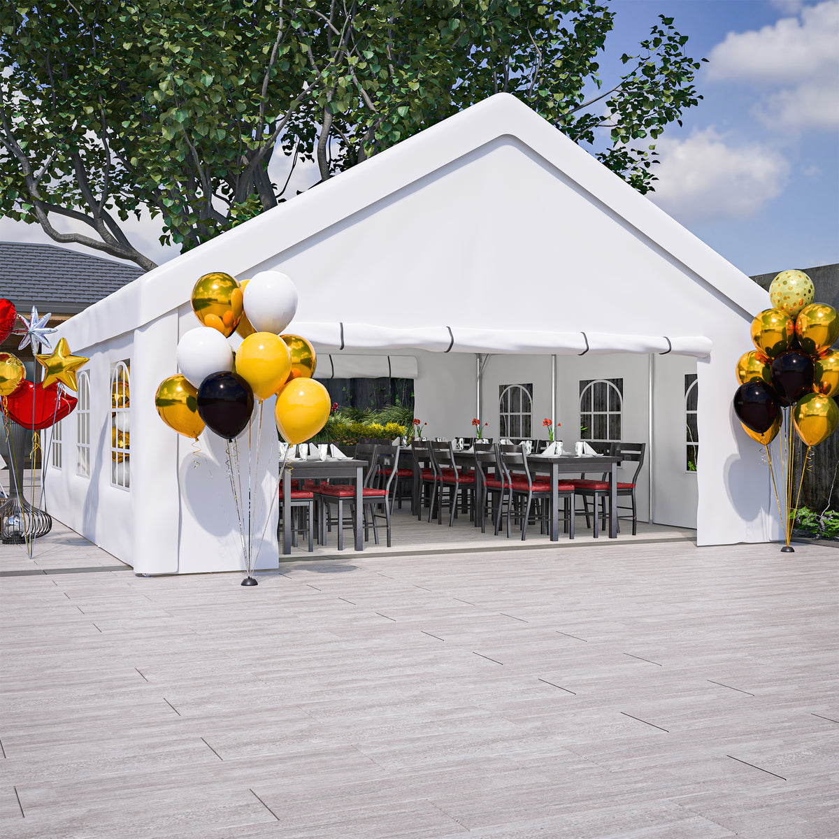 20x20 FT Party Tent with 2 Storage Bags & Removable Sidewalls Outdoor Canopy - Image 3