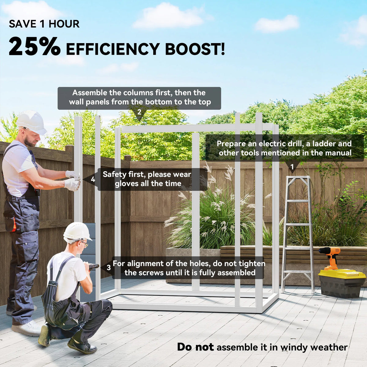 6x4.5FT Plastic Shed Lockable Garden Tool Storage House with Double Doors and - Image 5