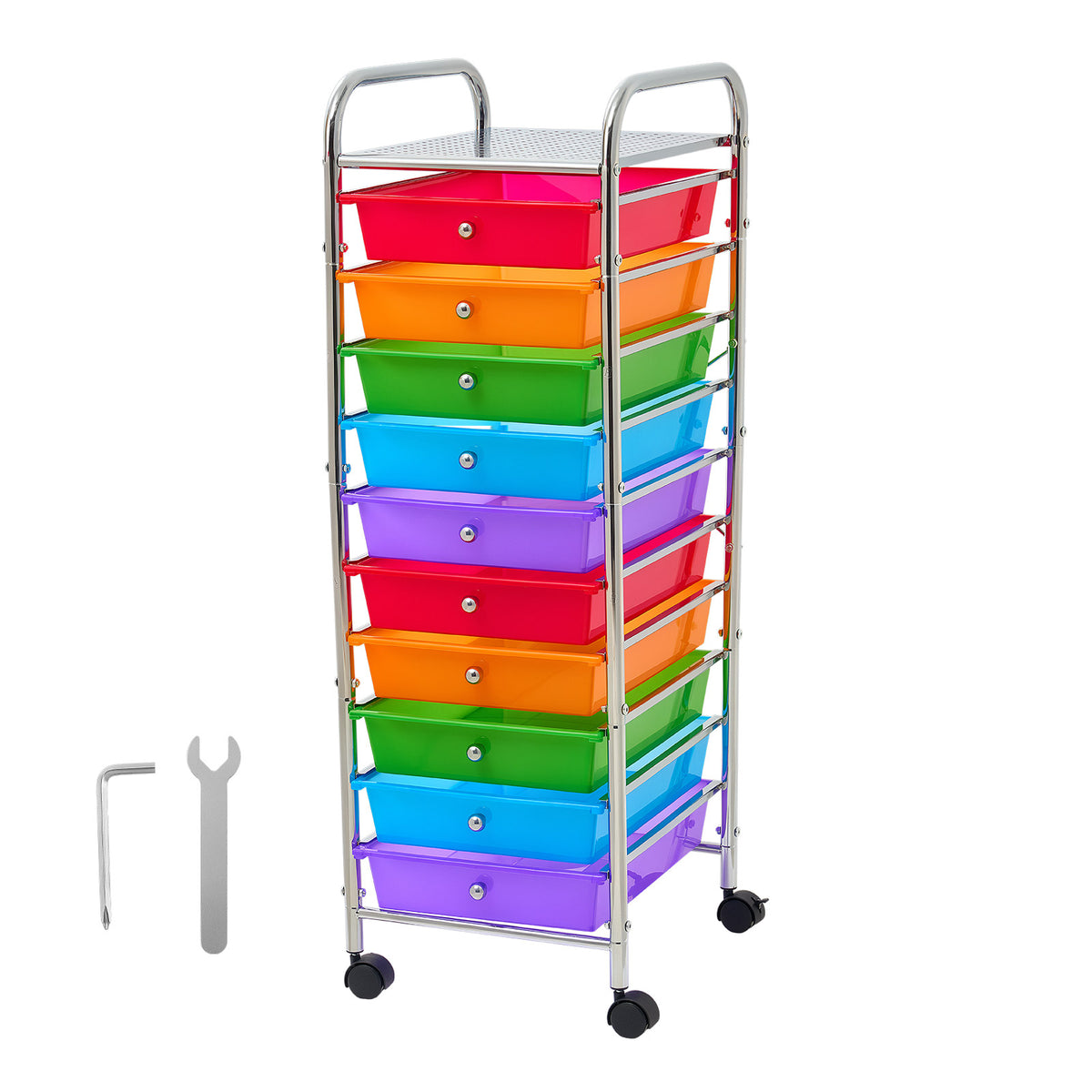 Rolling Cart With Drawers 10 Drawer Storage Organizer Mobile Utility Cart - Image 2