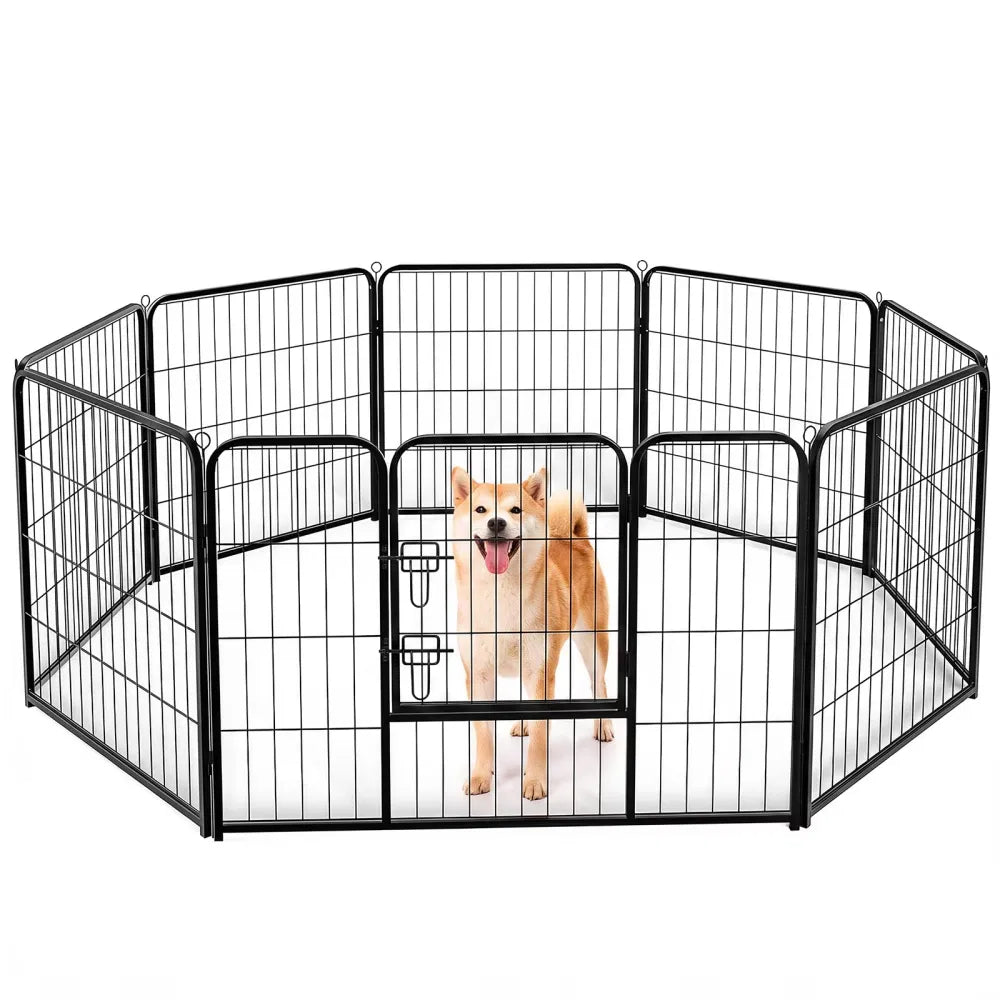 Dog Playpen Indoor Fence Height Metal Exercise Pen with Door Small - Image 3