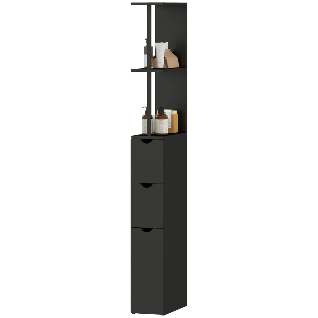 Tall Bathroom Storage Cabinet Narrow Bathroom Cabinet with Drawers and Open - Image 3