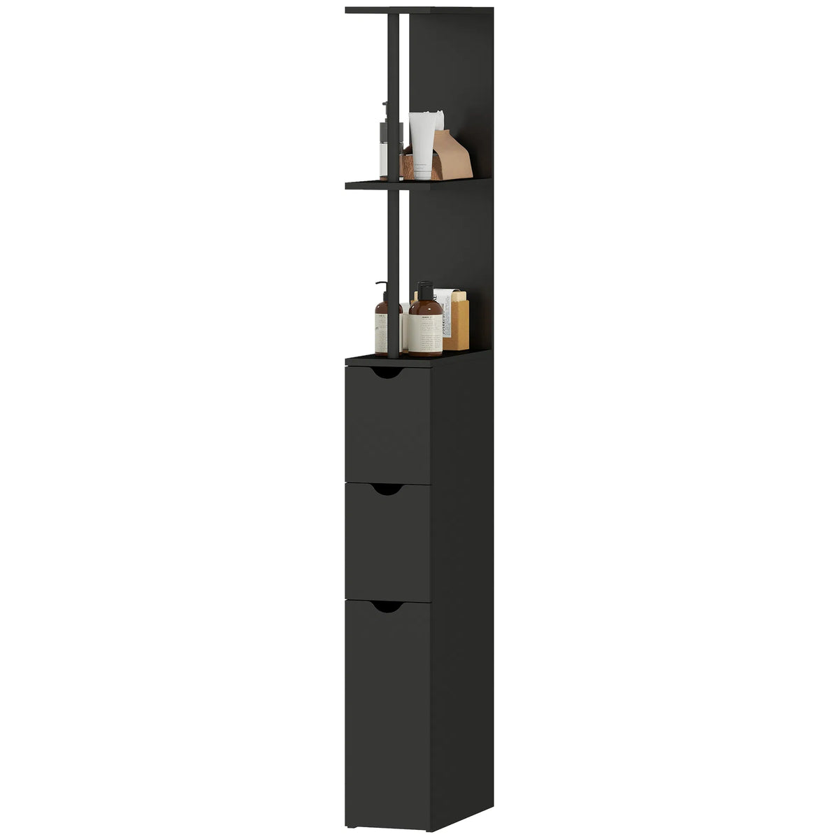 Tall Bathroom Storage Cabinet Narrow Bathroom Cabinet with Drawers and Open - Image 3