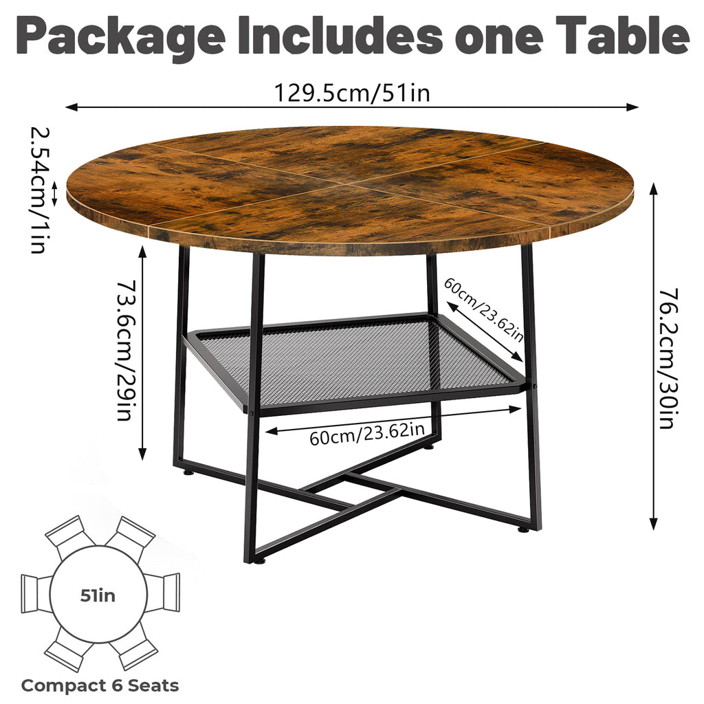 51in Round Dining Table For 4 6 Tiger Stripes Black Wooden Dining Room Table - Image 4