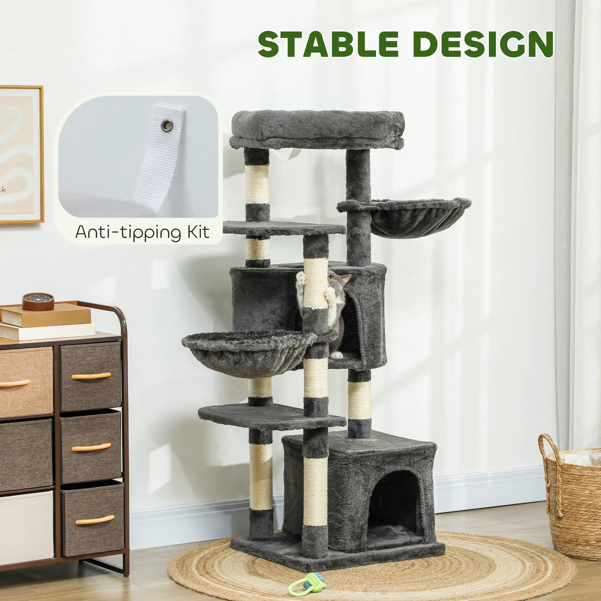 52.5" Cat Tree Tower with Scratching Posts Cat Condos Bed Platforms - Image 4