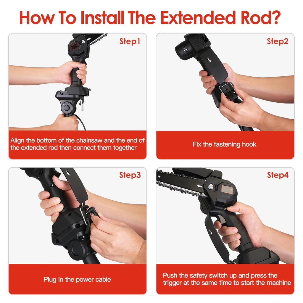 2 in 1 Cordless Pole Saw Brushless Mini Chainsaw Cordless with Pole 2 Pack - Image 5