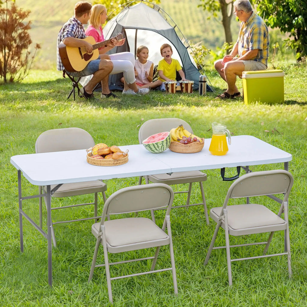 Folding Table Outdoor Indoor Heavy Duty Portable Table with Carrying Handle for - Image 4
