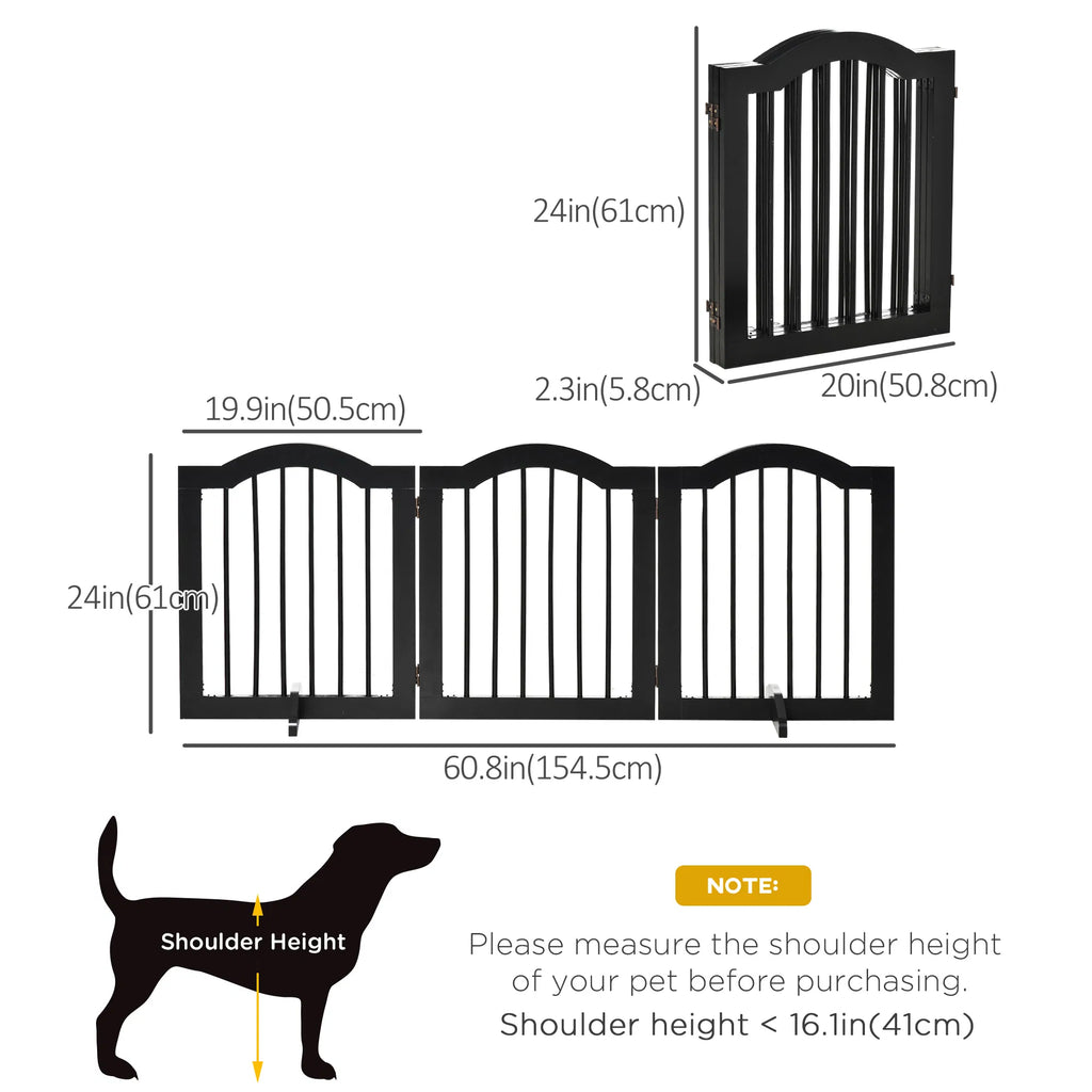 24"H Foldable Dog Gate 3 Panels Freestanding Pet Gate Barriers Indoor with - Image 4