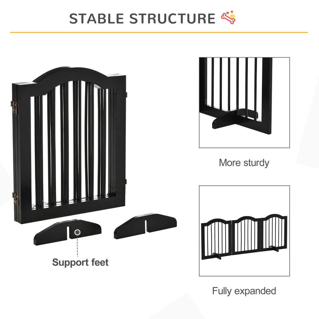 24"H Foldable Dog Gate 3 Panels Freestanding Pet Gate Barriers Indoor with - Image 2