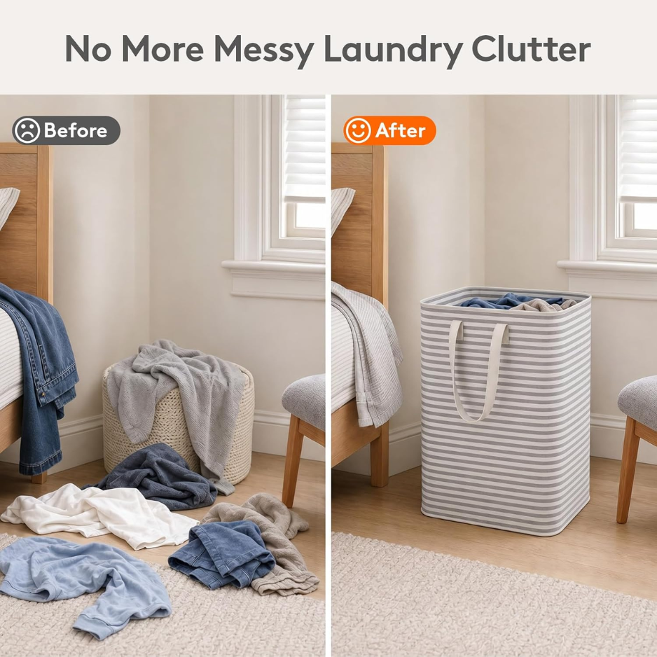 2PCS 80L Large Laundry Baskets Foldable Laundry Hamper Bags Spacious Clothes