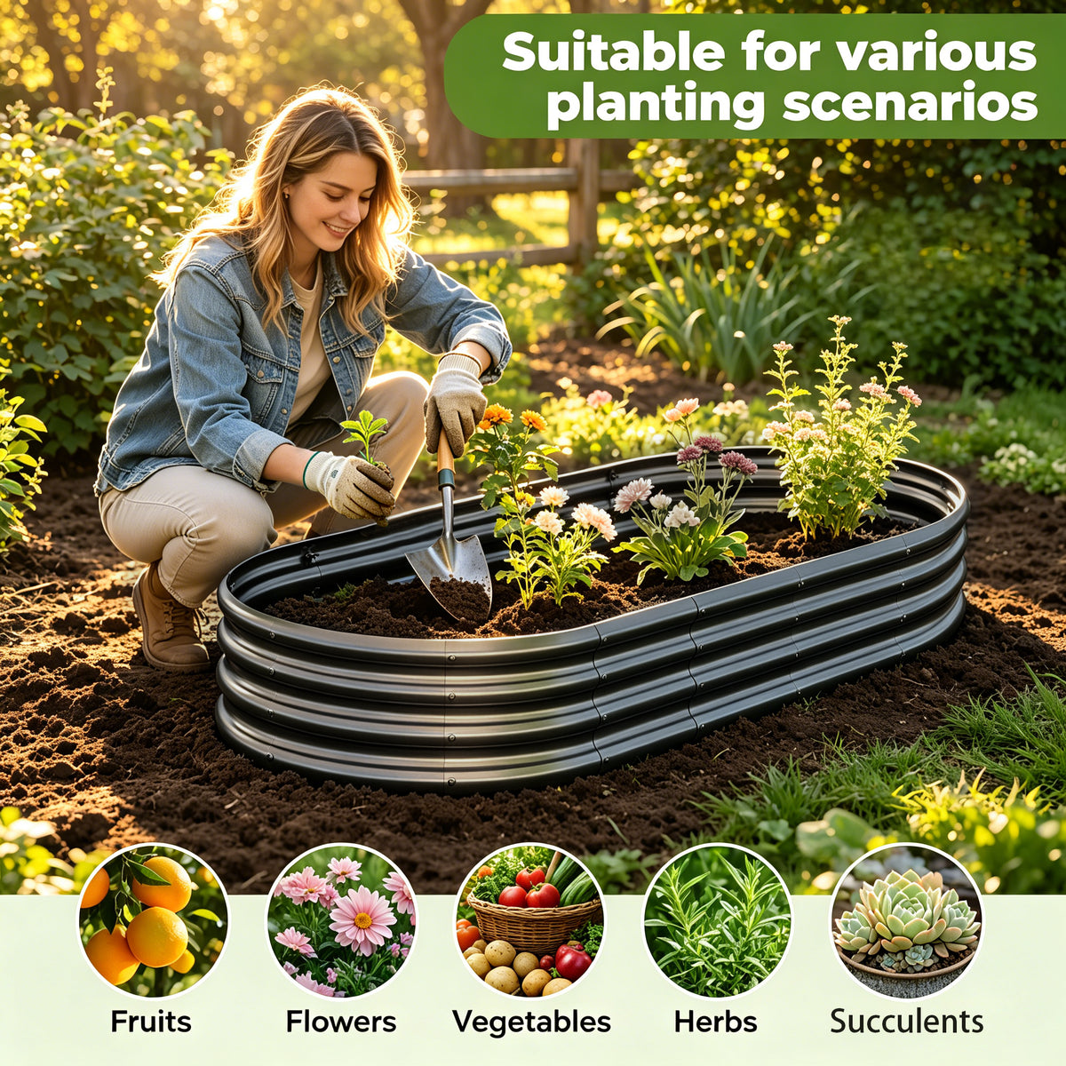 Galvanized Raised Garden Bed 8x4x1ft Heavy Duty Metal Planter Box for - Image 2