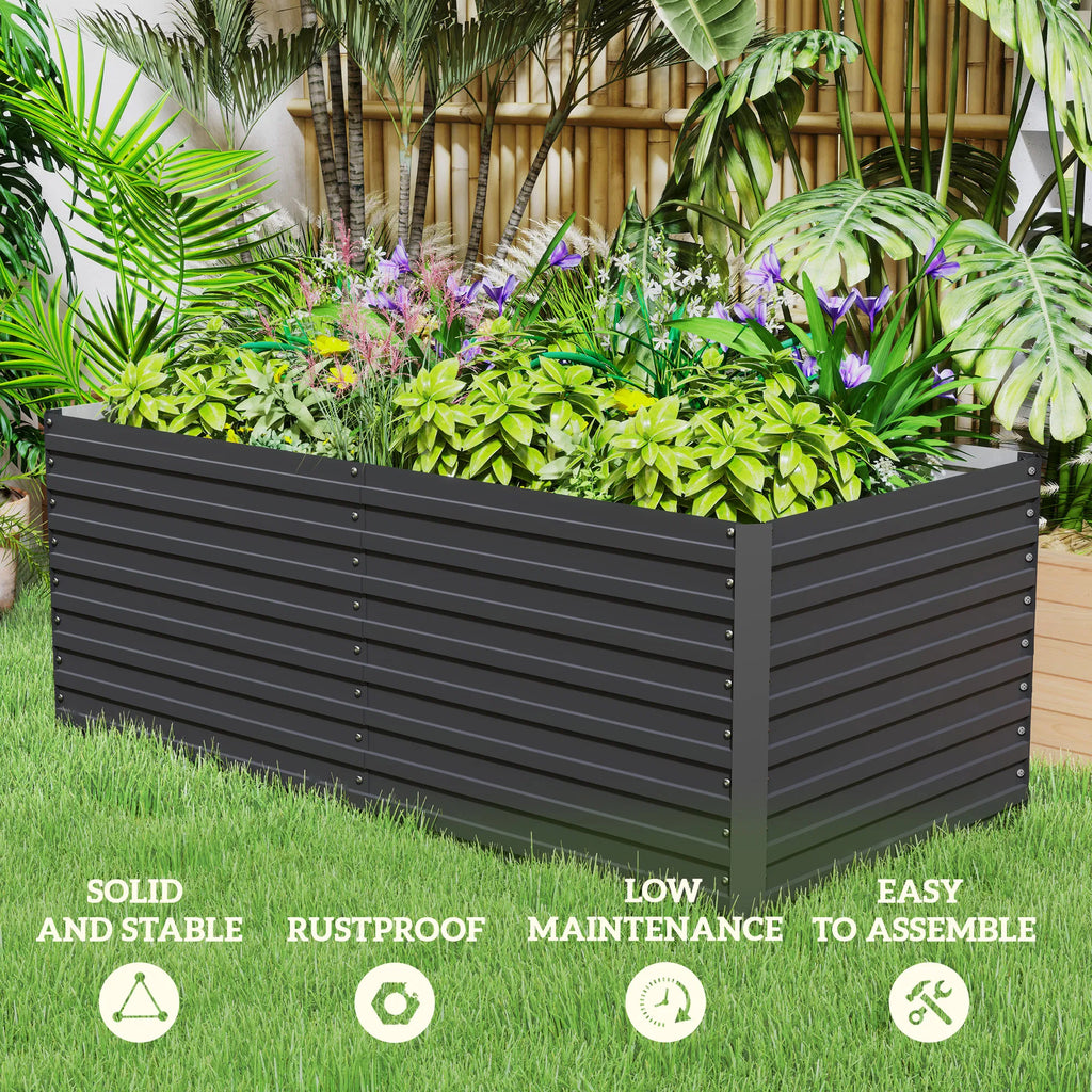 5' x 3' x 2' Raised Garden Bed Galvanized Planter Box for Growing Flowers