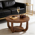 Two-Tier Round Rustic Brown Coffee Table