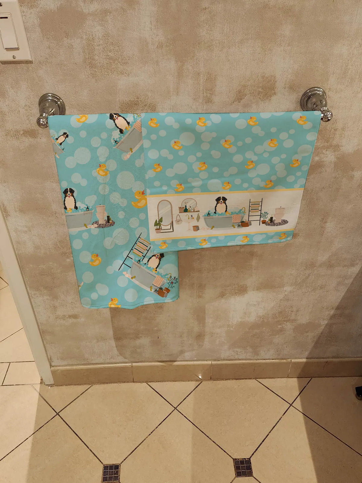 Bernese Mountain Dog In Bathtub Bath Towel Large Oversized Plush Fitness Body - Image 7
