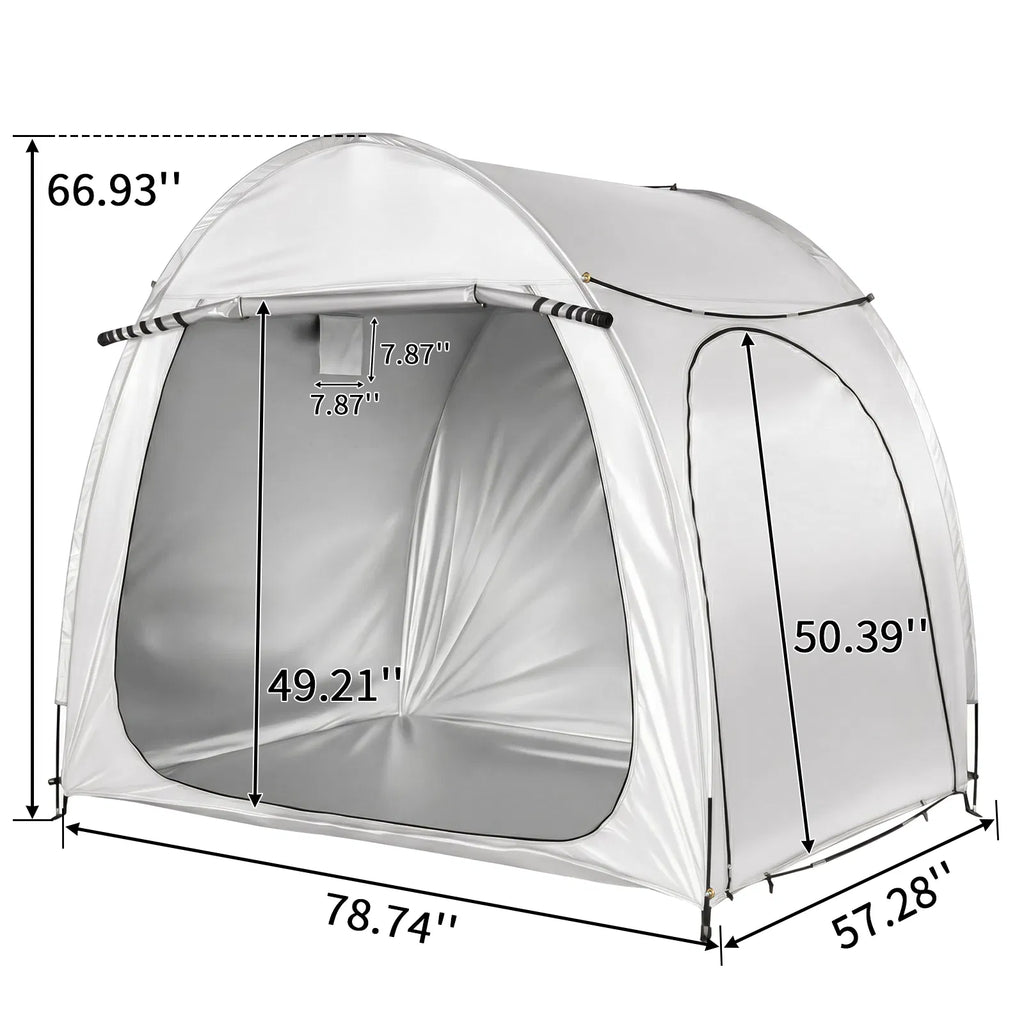 6.8x4.9FT Light Gray Arched Bicycle Storage Shed 210D PU Silver Coated Oxford - Image 2
