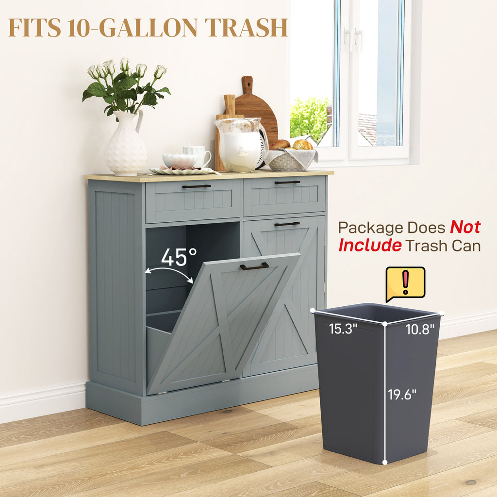 10 Gallon Farmhouse Kitchen Cabinet with Hidden Trash Can and 2 Drawers Tilt - Image 2