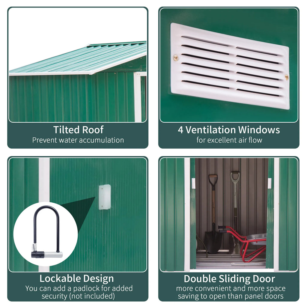 7' x 4' x 6' Garden Storage Shed Outdoor Patio Metal Tool Storage House w/ - Image 5
