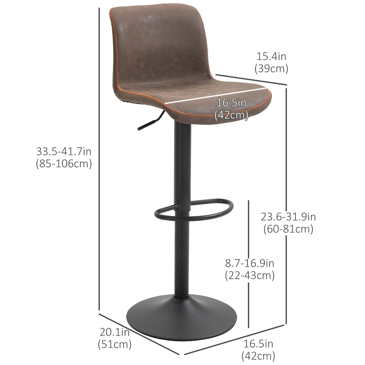 Bar Stools Set of 2 Swivel Counter Height Bar Stools with Adjustable Height