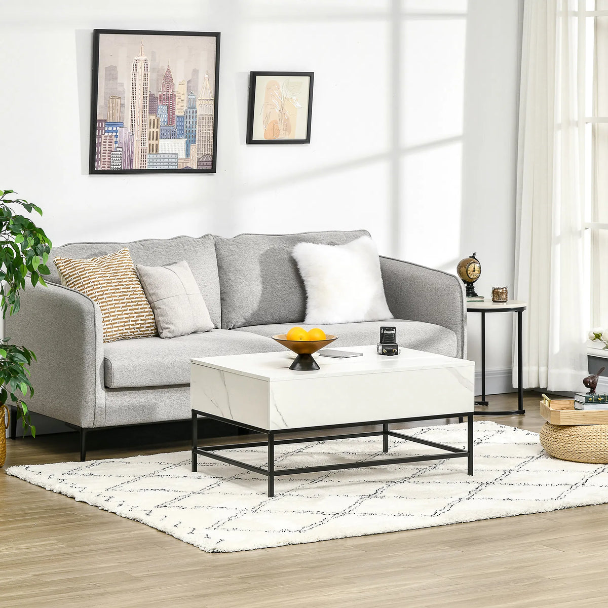 Lift Top Coffee Table with Hidden Storage Compartment Lift Tabletop Center - Image 3