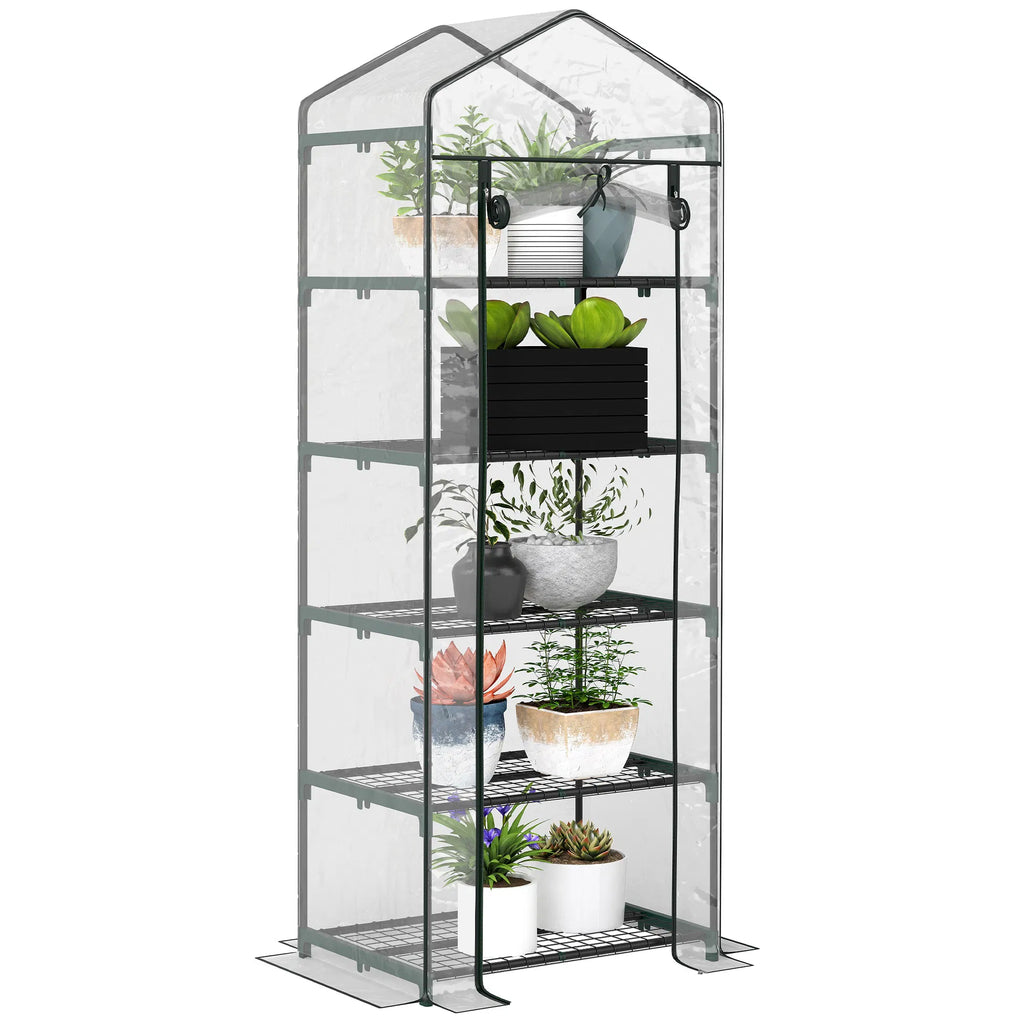 5 Tier Mini Greenhouse Portable Outdoor Flower Stand with Shelf Clips Indoor - Image 4