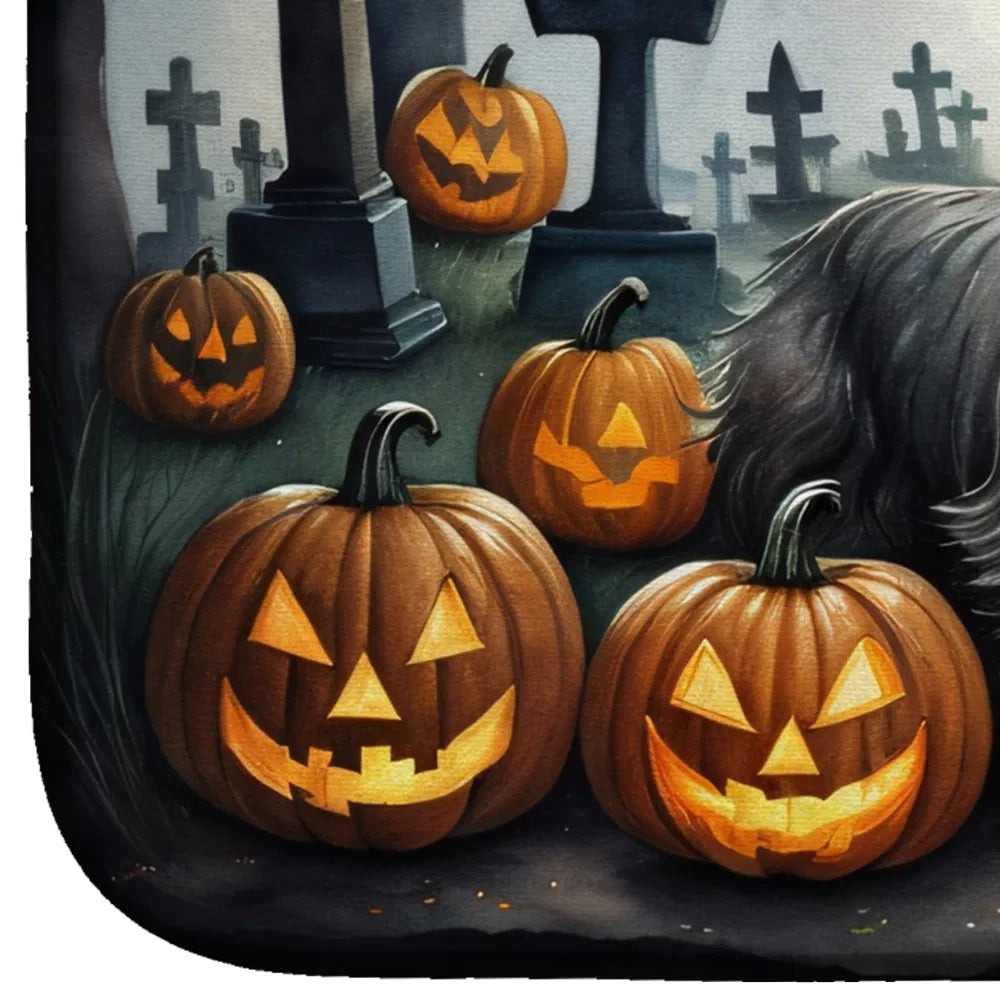 Cairn Terrier Spooky Halloween Dish Drying Mat Absorbent Dish Drying Mat Pad