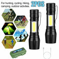 2 Pack USB Rechargeable Small LED Flashlights Camping Flashlight Work Light