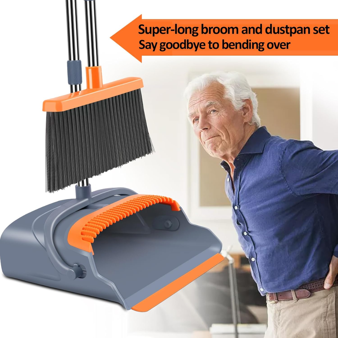 Upgrade Broom And Dustpan Set Self Cleaning With Dustpan Teeth Indoor&Outdoor - Image 4