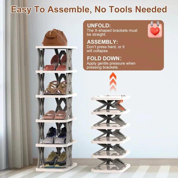 tier foldable shoe rack vertical packaging and components