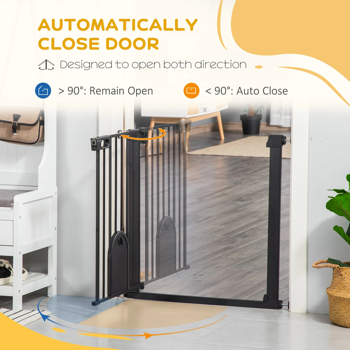 30" 32" Extra Wide Pet Gate Barrier with Small Door 30"H Dog Gate with Safety - Image 4