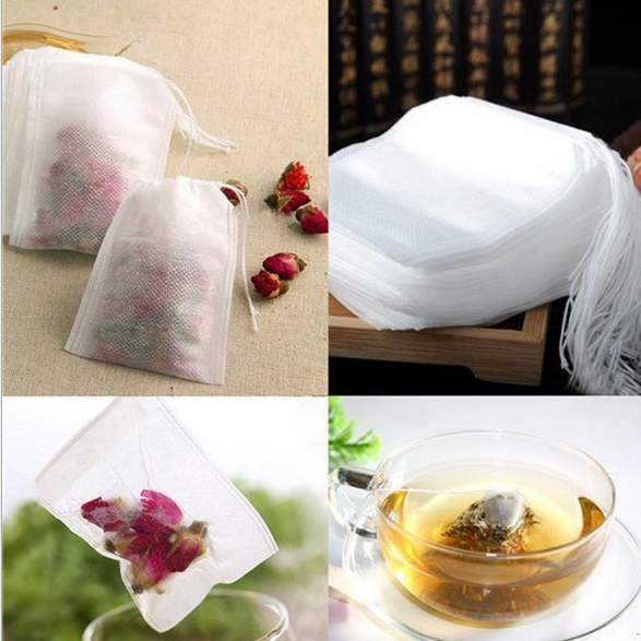 100Pcs Lot NonWoven Fabric Teabags 5.5 X 7CM Empty Tea Bags With String Heal
