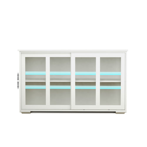 White Kitchen Storage Cabinet with Glass Door