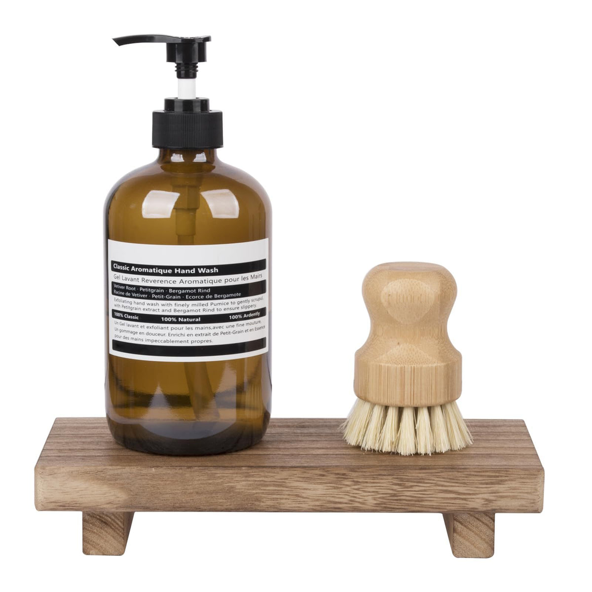 wooden bathroom countertop storage rack product angle 6