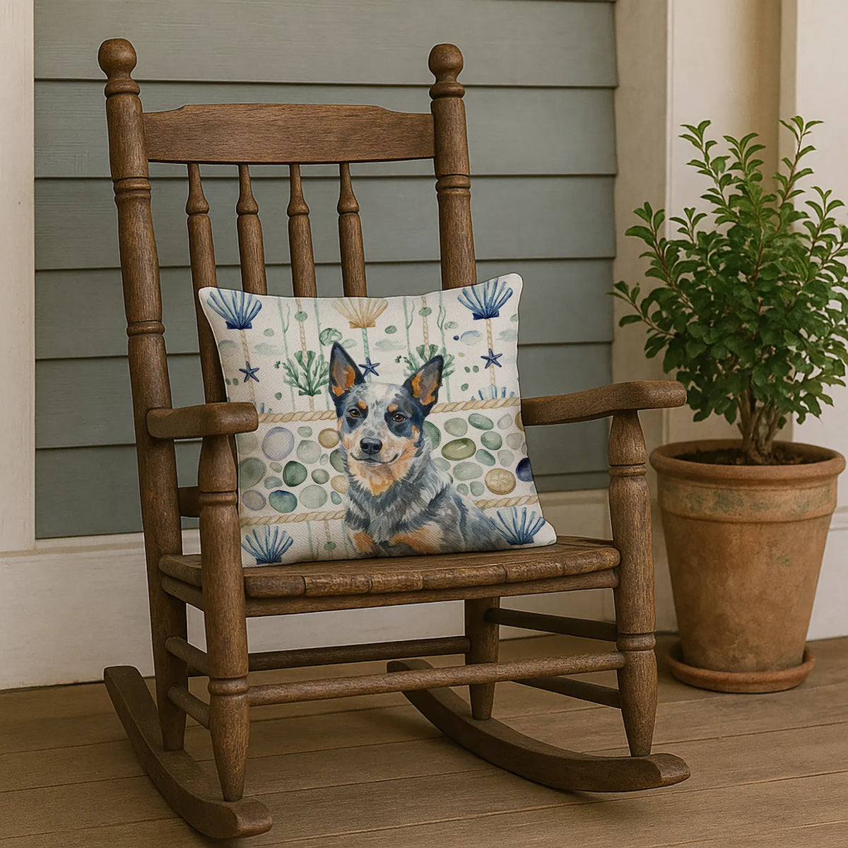 Blue Heeler Australian Cattle Dog Coastal Sea Glass Throw Pillow Decorative - Image 2