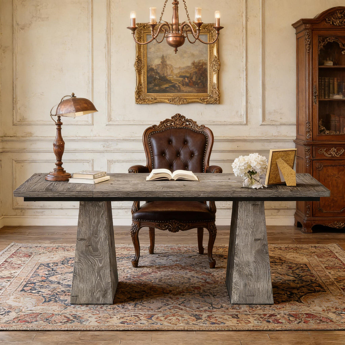Wide Executive Office Desk with Storage