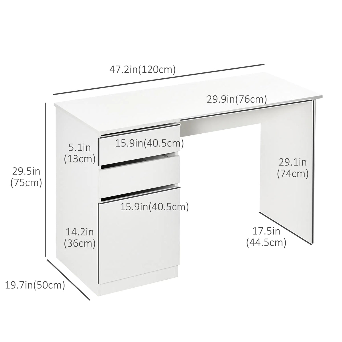Modern Computer Desk Home Office Desk for Study Writing Workstation with - Image 4